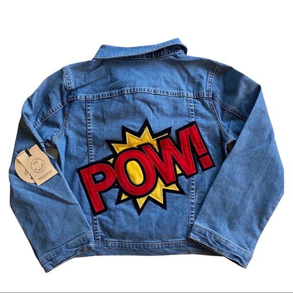 NWT Wee Monster Denim Red POW Patchwork Jacket in Pink & Red size 10 - Picture 5 of 9